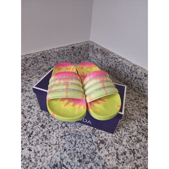 Top Moda GEM-1 Yellow/Multi Tie Dye Sandals - Picture 1 of 6